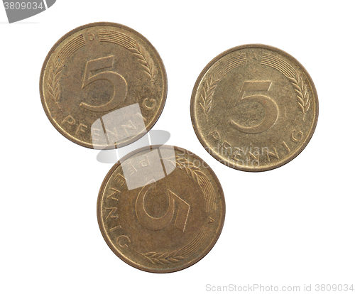 Image of Five Pfennig coins Germany, isolated