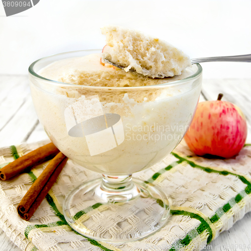 Image of Jelly airy apple in glass bowl on light board