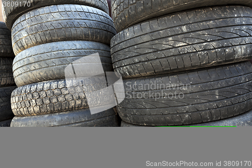Image of used car tires. close-up  