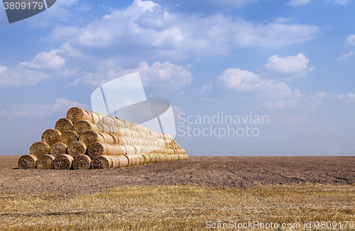Image of haystacks piled straw  