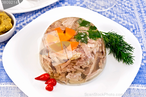 Image of Jellied with pepper on tablecloth