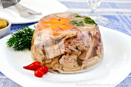 Image of Jellied with pepper and dill on tablecloth