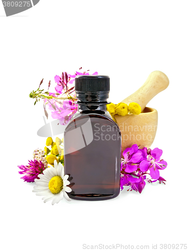 Image of Oil with flowers and mortar