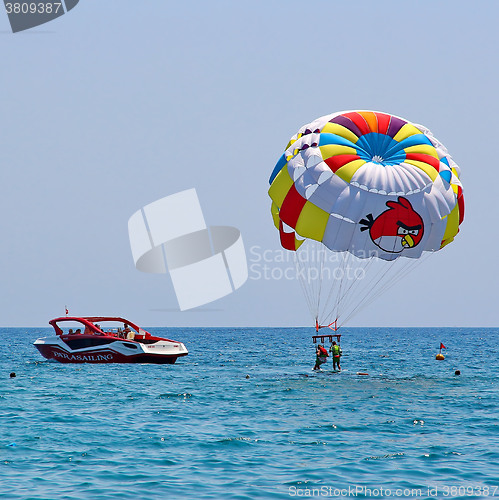 Image of Parasailing in a blue sky 