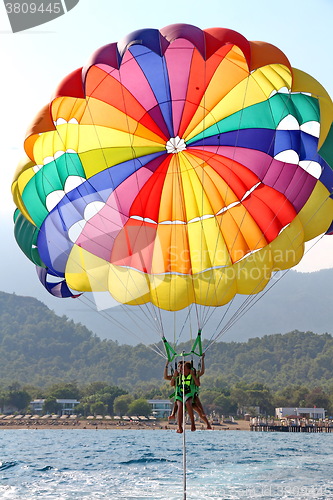 Image of Parasailing in a blue sky