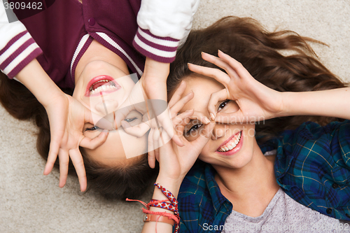 Image of happy smiling pretty teenage girls having fun