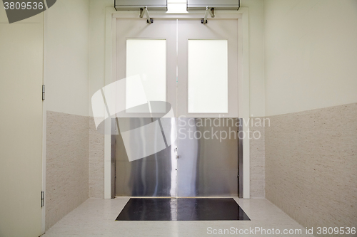 Image of doors at hospital or laboratory corridor