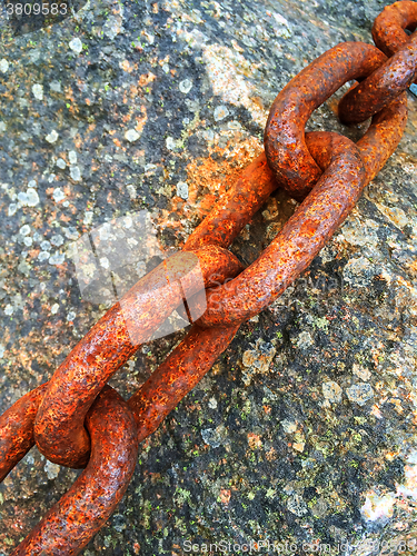 Image of Rusty chain on stone background