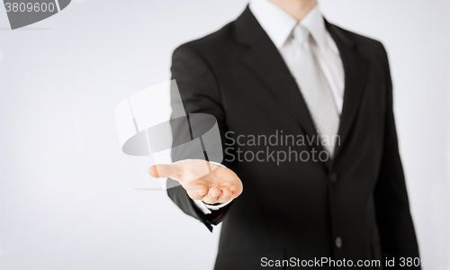 Image of close up of man hand showing empty palm