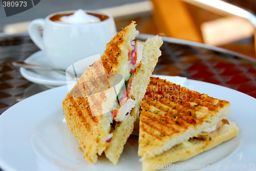 Image of Sandwich and coffee