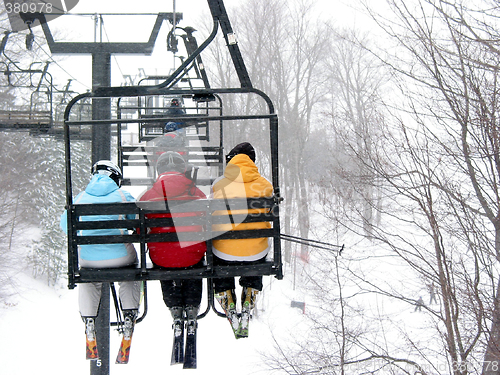 Image of Skiers on chairlift