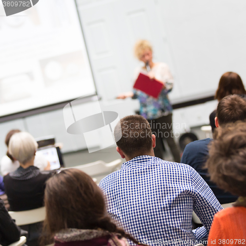 Image of Woman lecturing at university.