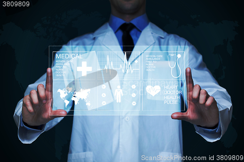 Image of Doctor working on a virtual screen. medical technology concept. pulse