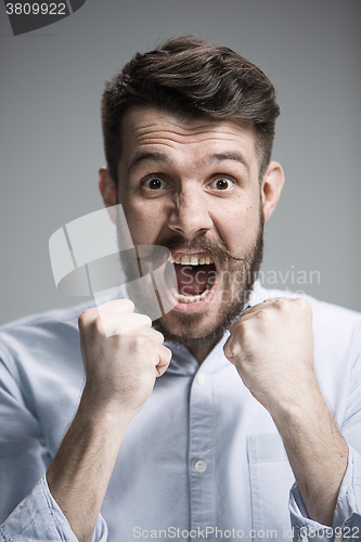 Image of Close up face of  angry man 