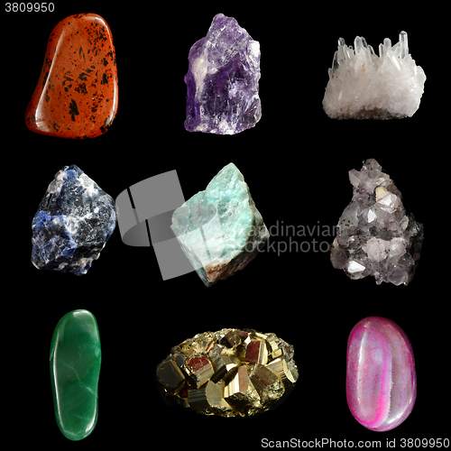 Image of Set of various mineral rocks and stones