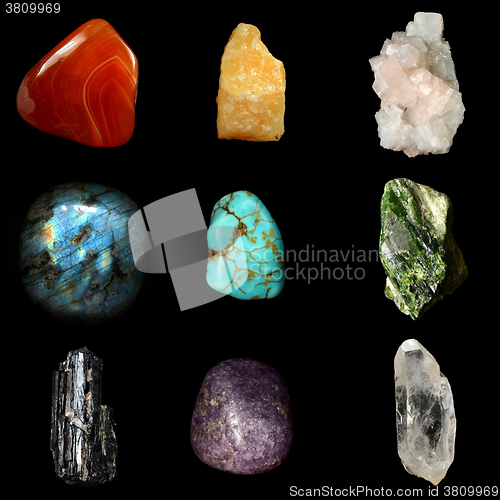 Image of Set of various mineral rocks and stones