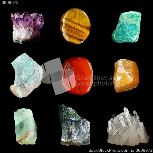 Image of Set of various mineral rocks and stones