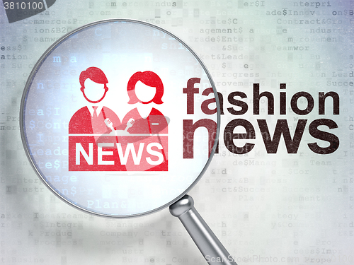 Image of News concept: Anchorman and Fashion News with optical glass