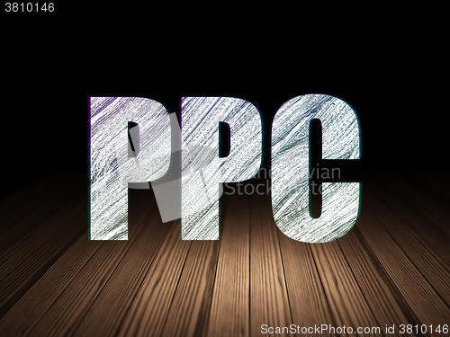 Image of Marketing concept: PPC in grunge dark room
