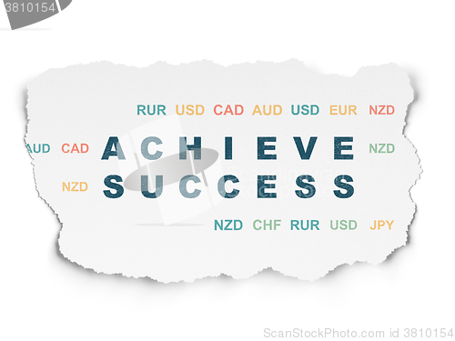 Image of Finance concept: Achieve Success on Torn Paper background
