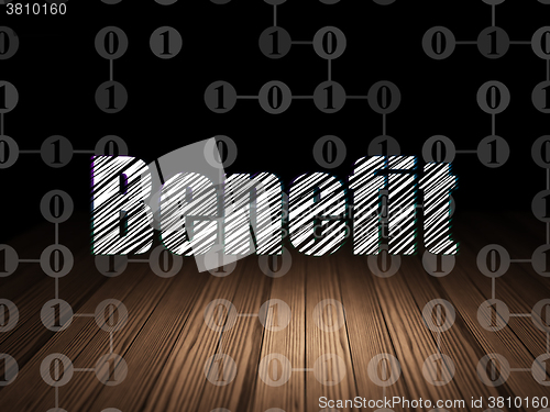 Image of Business concept: Benefit in grunge dark room