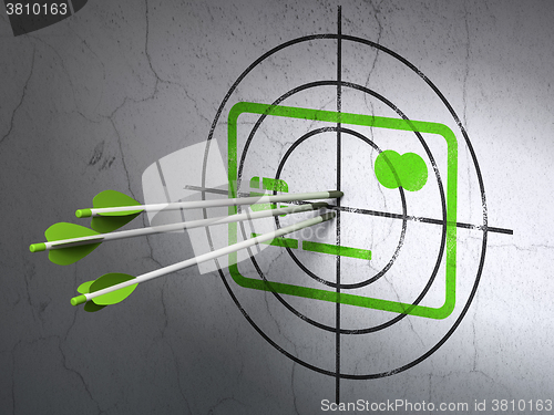 Image of Business concept: arrows in Credit Card target on wall background