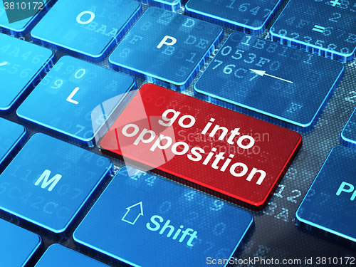 Image of Politics concept: Go into Opposition on computer keyboard background