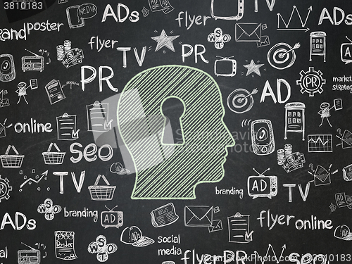 Image of Marketing concept: Head With Keyhole on School Board background