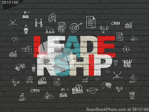 Image of Finance concept: Leadership on wall background