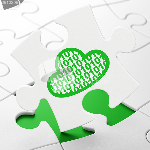 Image of Cloud computing concept: Cloud With Code on puzzle background