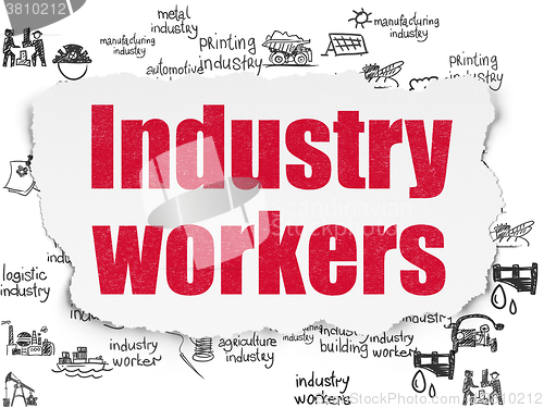 Image of Manufacuring concept: Industry Workers on Torn Paper background