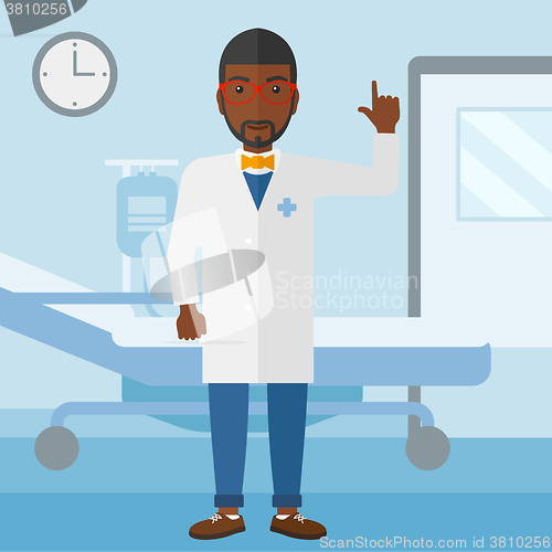 Image of Doctor showing finger up.