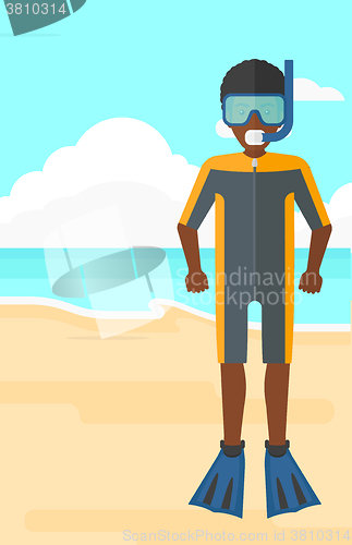 Image of Man with swimming equipment.