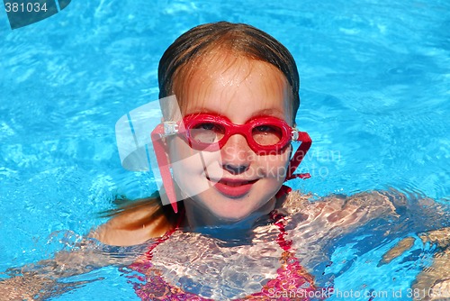 Image of Girl swim pool