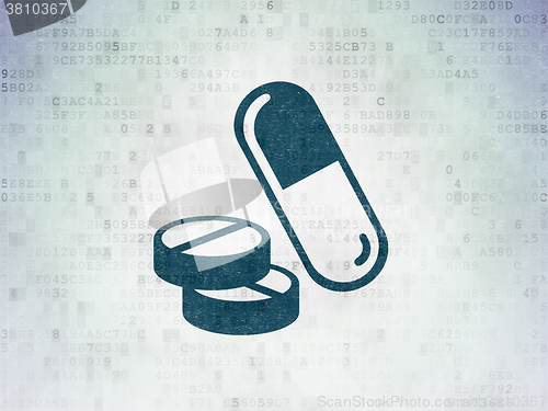 Image of Healthcare concept: Pills on Digital Paper background