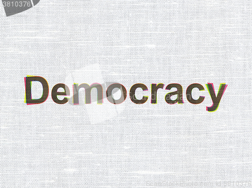 Image of Political concept: Democracy on fabric texture background