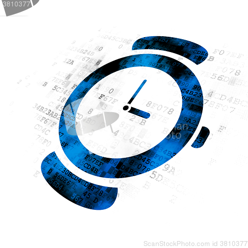 Image of Time concept: Watch on Digital background