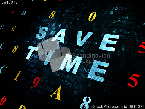 Image of Time concept: Save Time on Digital background