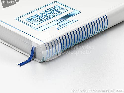 Image of News concept: closed book, Breaking News On Screen on white background