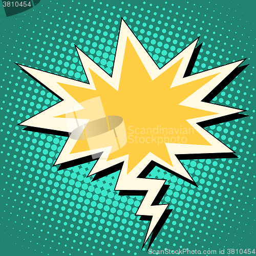 Image of explosion and lightning comic bubble retro background for text