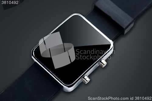 Image of close up of black smart watch