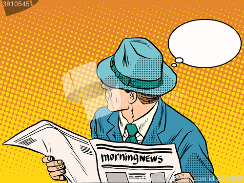 Image of Retro man reading the morning news