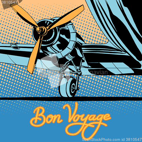 Image of Bon voyage retro travel airplane poster