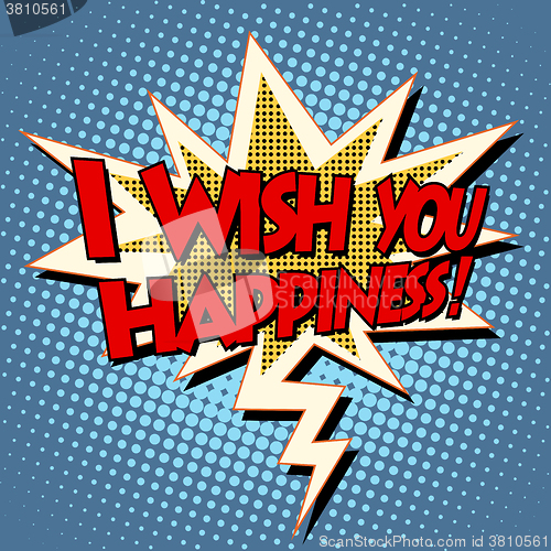Image of i wish you happiness explosion bubble retro comic book text