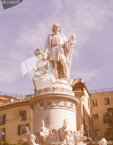 Image of Columbus monument in Genoa vintage