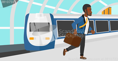 Image of Man going out of train.