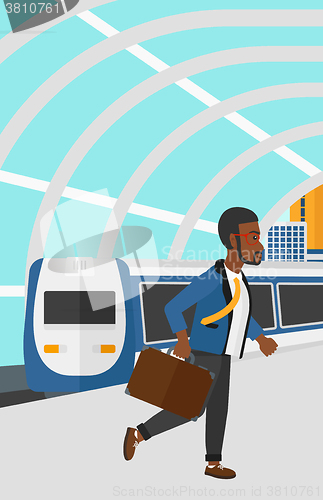 Image of Man going out of train.