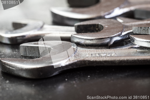 Image of The wrench steel tools for repair close up