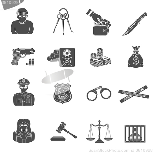 Image of Crime and Punishment Icons Set