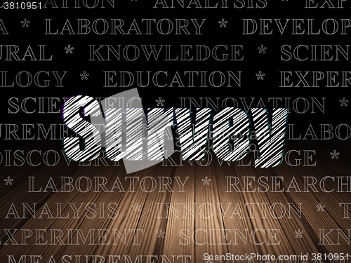 Image of Science concept: Survey in grunge dark room